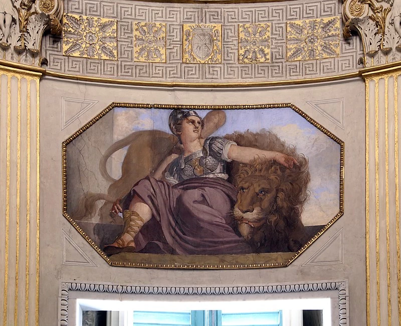 Villa torlonia, casino nobile, interno, sala di alessandro, allegoria della fortezza